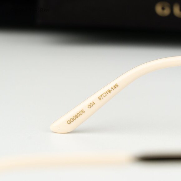 Gucci Women Sunglasses Gold Multicolor GG Pattern Mirror Square GG0802S 004 NEW main image 4